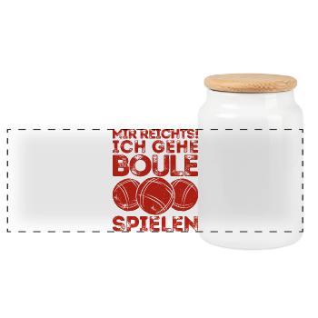 J’en ai assez! Je joue à la pétanque ! Bouler Pétanque - Boîte à biscuits avec couvercle en bois - blanc - Devant