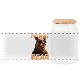 Mommy Bear Mama Bär Bärin Muttertag Grizzly Bären - Panorama Keksdose mit Holzdeckel - Weiß - Vorne
