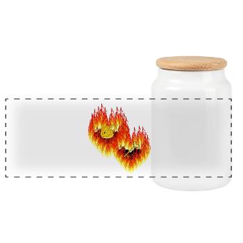 Hearts Love Flames Valentine's Day Relationship - Panoramic Cookie Jar with Wooden Lid - white - Front