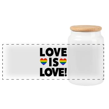 Love is Love – LGBTQIA+ Pride Herz Design - Panorama Keksdose mit Holzdeckel - Weiß - Vorne