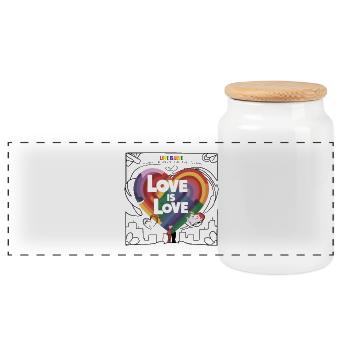 Love is Love – LGBTQIA+ Pride Herz Design - Panorama Keksdose mit Holzdeckel - Weiß - Vorne