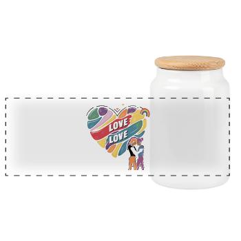 Love is Love – LGBTQIA+ Pride Herz Design - Panorama Keksdose mit Holzdeckel - Weiß - Vorne