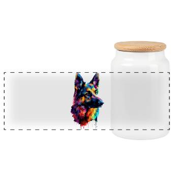 Berger Allemand Couleurs Vives Pop Art Chien Chiens De Berger - Boîte à biscuits avec couvercle en bois - blanc - Devant