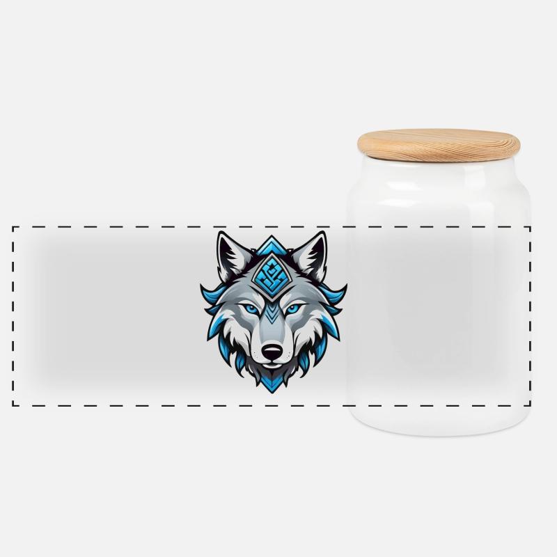 Odin’s Wolf - Panorama Keksdose mit Holzdeckel - Weiß