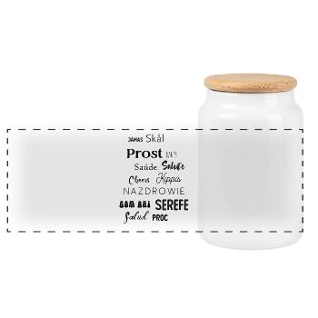 Cheers Prost Salute - Panorama Keksdose mit Holzdeckel - Weiß - Vorne