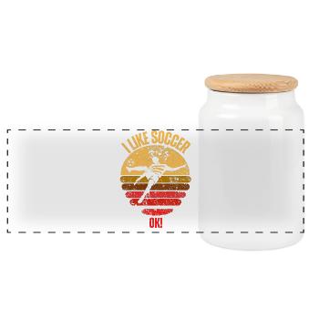 Retro Soccer Graphic T-Shirt - Panoramic Cookie Jar with Wooden Lid - white - Front