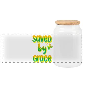 Message joyeux dans la conception de l’arc-en-ciel - Boîte à biscuits avec couvercle en bois - blanc - Devant