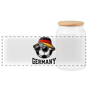 Soccer Germany Fan Flag Team Team - Panoramic Cookie Jar with Wooden Lid - white - Front
