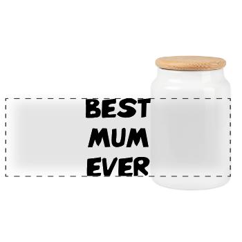 Best Mom Ever - Mother's Day - Panoramic Cookie Jar with Wooden Lid - white - Front