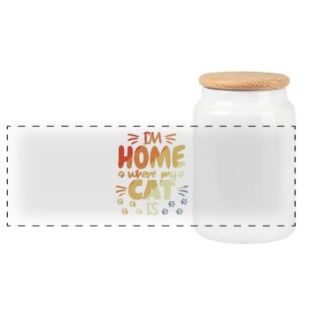 Dicton de chat mignon - Boîte à biscuits avec couvercle en bois - blanc - Devant