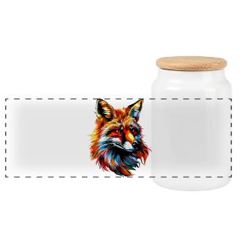 Fuchs Pop Art Bunt Fuchsliebhaber Rotfuchs Füchse - Panorama Keksdose mit Holzdeckel - Weiß - Vorne