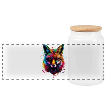 Fuchs Pop Art Bunt Fuchsliebhaber Rotfuchs Füchse - Panorama Keksdose mit Holzdeckel - Weiß - Vorne