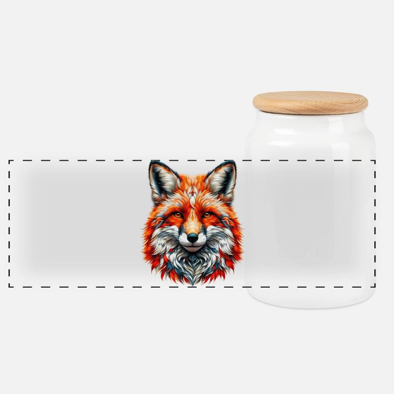 Fuchs - Panorama Keksdose mit Holzdeckel - Weiß