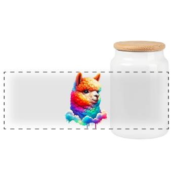 Alpaga - Boîte à biscuits avec couvercle en bois - blanc - Devant