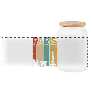 Paris Vintage Sunset Streifen - Panorama Keksdose mit Holzdeckel - Weiß - Vorne