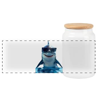 Requin Requin Requin Tigre Requin Requin Gris Grand Requin Blanc - Boîte à biscuits avec couvercle en bois - blanc - Devant