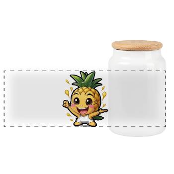 Lustige Baby Ananas - Panorama Keksdose mit Holzdeckel - Weiß - Vorne