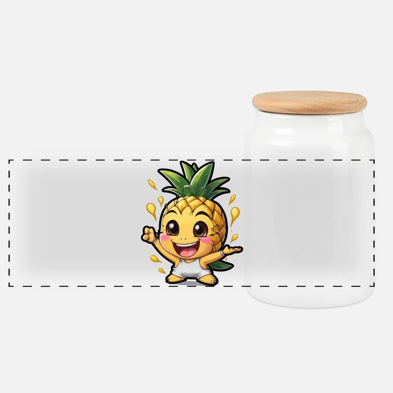 Lustige Baby Ananas - Panorama Keksdose mit Holzdeckel - Weiß