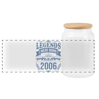 Legends were born in 2006 - Panoramic Cookie Jar with Wooden Lid - white - Front