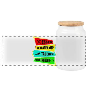 Manger dormir Dive Répéter - Boîte à biscuits avec couvercle en bois - blanc - Devant