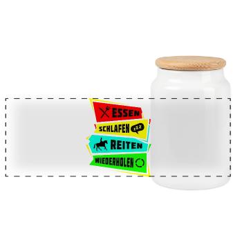 Manger, dormir, rouler, répéter - Boîte à biscuits avec couvercle en bois - blanc - Devant