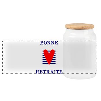 HAPPY RETIREMENT - Panoramic Cookie Jar with Wooden Lid - white - Front