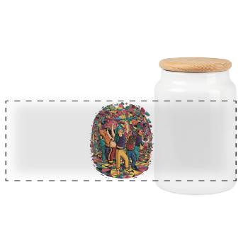 Fête de la Diverité Chromatique - Boîte à biscuits avec couvercle en bois - blanc - Devant
