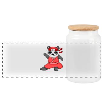 Ninja Panda - Panorama Keksdose mit Holzdeckel - Weiß - Vorne