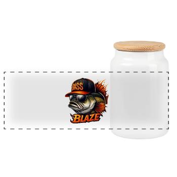 striped bass blaze - Panoramic Cookie Jar with Wooden Lid - white - Front