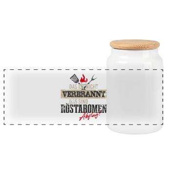 Grillen Spruch lustig - Panorama Keksdose mit Holzdeckel - Weiß - Vorne