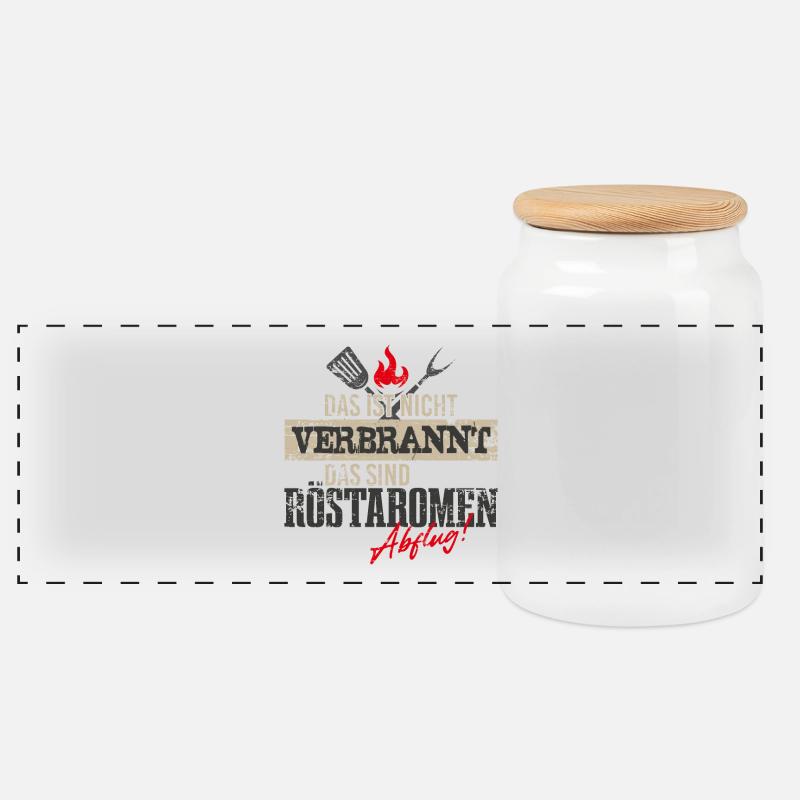 Grillen Spruch lustig - Panorama Keksdose mit Holzdeckel - Weiß