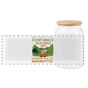 Marmottes - Boîte à biscuits avec couvercle en bois - blanc - Devant