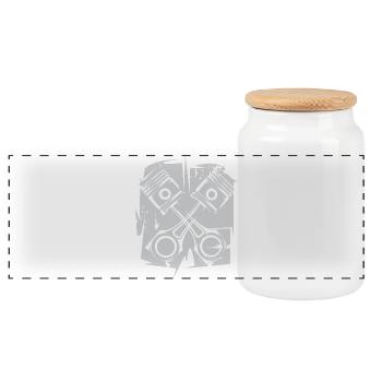 v8 moteur à pistons icône illustration d’art logo - Boîte à biscuits avec couvercle en bois - blanc - Devant