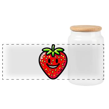 Fraises et fraises - Boîte à biscuits avec couvercle en bois - blanc - Devant