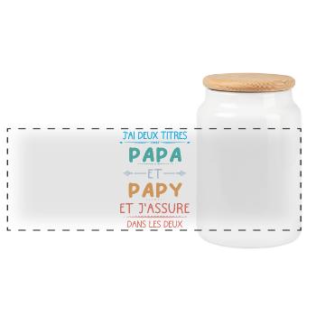Papa et papy et j'assure dans les deux - Boîte à biscuits avec couvercle en bois - blanc - Devant