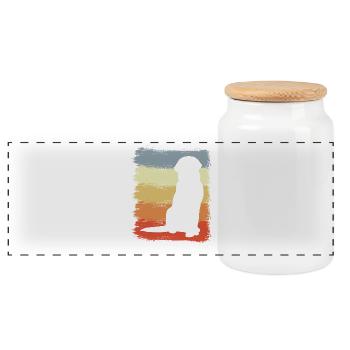 Dog Drawing Vintage Look - Panoramic Cookie Jar with Wooden Lid - white - Front