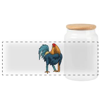 Bâton de cricket de cricket de coq - Boîte à biscuits avec couvercle en bois - blanc - Devant