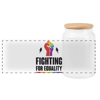 LGBTQ Pride Month - Fighting for Equality - Panoramic Cookie Jar with Wooden Lid - white - Front