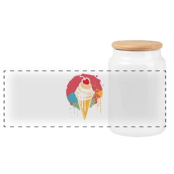 Ice cream cone graffiti - Panoramic Cookie Jar with Wooden Lid - white - Front