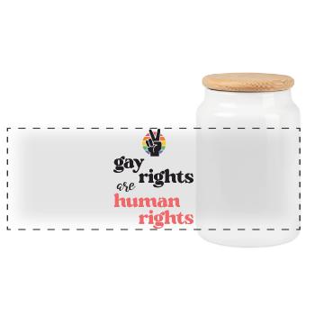 LGBT Pride Month - Gay Rights Are Human Rights - Panoramic Cookie Jar with Wooden Lid - white - Front