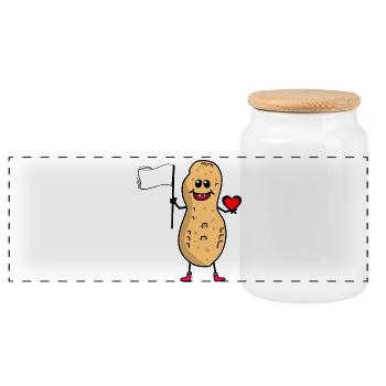 Peanut World Peace Peace Flag Peace Friends - Panoramic Cookie Jar with Wooden Lid - white - Front