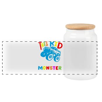 Monstertrucks für Kinder - Panorama Keksdose mit Holzdeckel - Weiß - Vorne