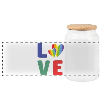 LGBT Pride Month - Love is Love - Panoramic Cookie Jar with Wooden Lid - white - Front