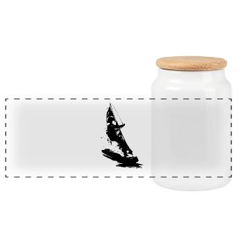 Windsurfing - Panoramic Cookie Jar with Wooden Lid - white - Front