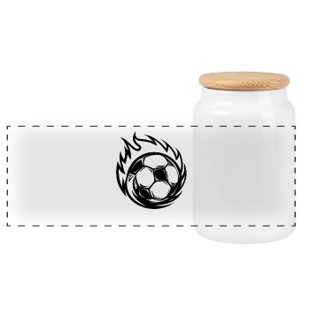 Fußball Cartoon Stil - Panorama Keksdose mit Holzdeckel - Weiß - Vorne