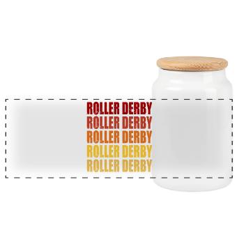 Roller Derby Rétro Vintage Graphique - Boîte à biscuits avec couvercle en bois - blanc - Devant