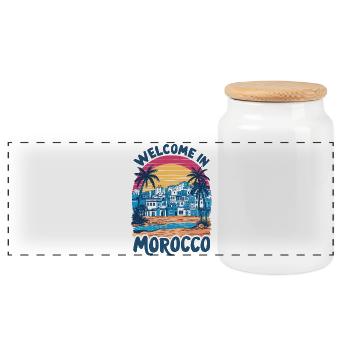 Coucher de soleil sur le village marocain - Boîte à biscuits avec couvercle en bois - blanc - Devant