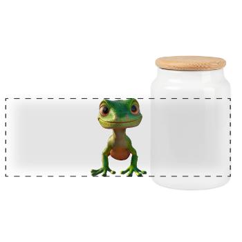 Gecko Eidechse Reptil Geckos Echse Leguan Gekko - Panorama Keksdose mit Holzdeckel - Weiß - Vorne