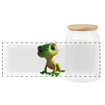 Gecko Eidechse Reptil Geckos Echse Leguan Gekko - Panorama Keksdose mit Holzdeckel - Weiß - Vorne