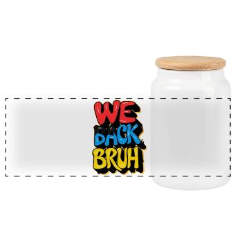 L’école est de retour, nous sommes de retour - Boîte à biscuits avec couvercle en bois - blanc - Devant